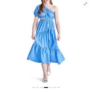 STEVE MADDEN 💙
Leena Cutout One-Shoulder Cotton Midi Dress